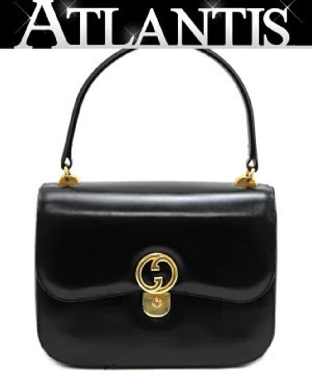Gucci black leather Interlocking G Top Handle Bag